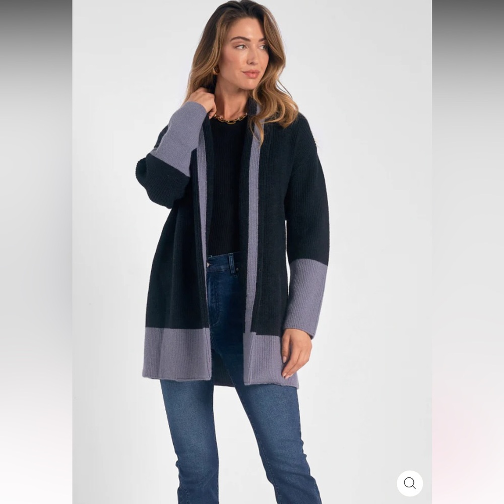 Colorblock Open Front Cardigan